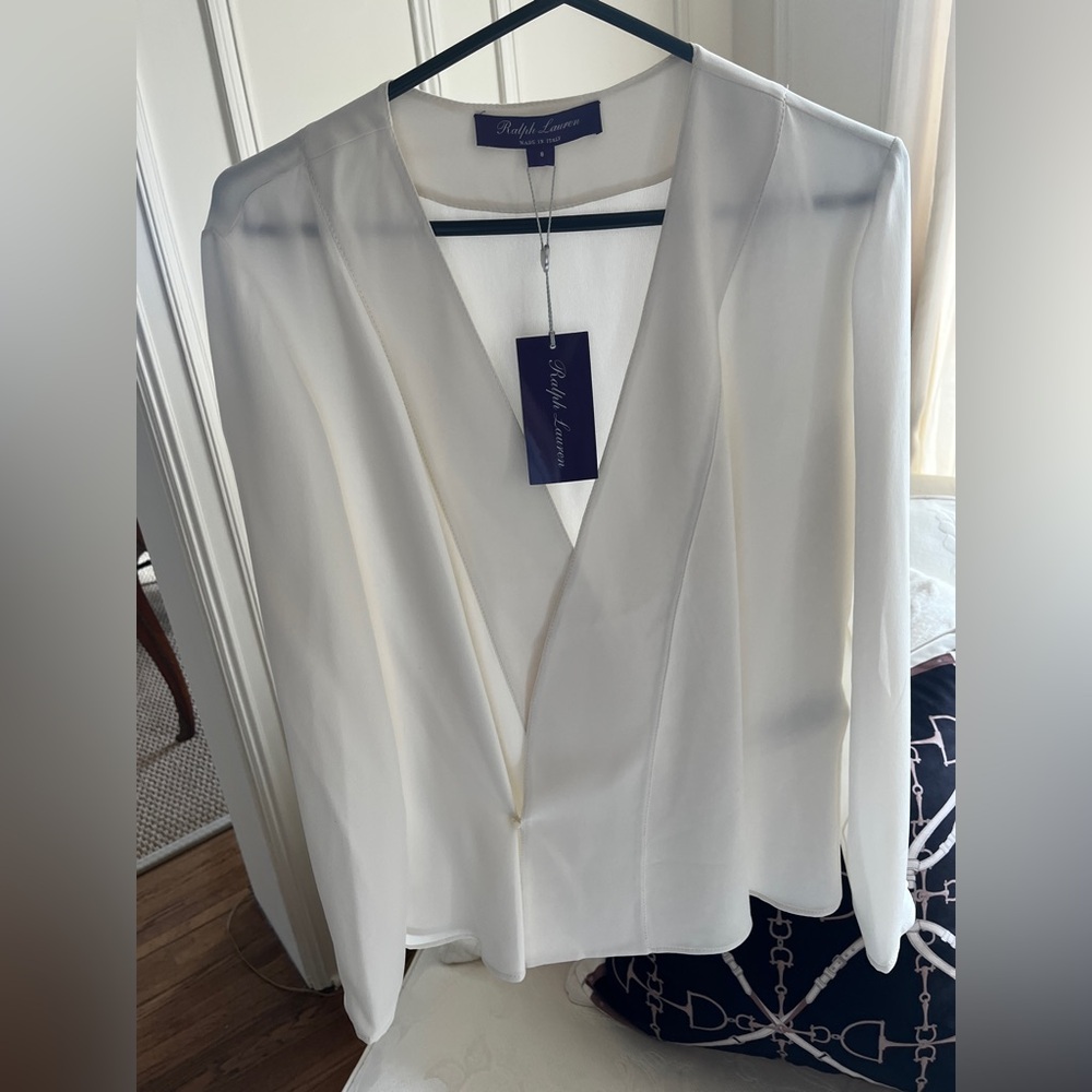 Ralph Lauren purple label Cream V-Neck silk blouse